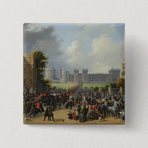 De aankomst van Louis-Philippe in Windsor Vierkante Button 5,1 Cm