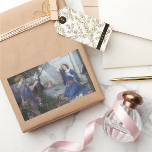 De Aankondiging door John William Waterhouse Rechthoekige Sticker