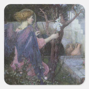 De Aankondiging door John William Waterhouse Vierkante Sticker