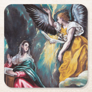 De aankondiging, El Greco Vierkante Kartonnen Onderzetter