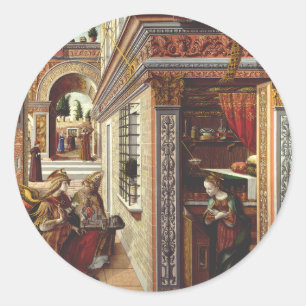 De Aankondiging, met Sint Emidius Ronde Sticker