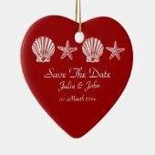 De aankondiging van het datumstrand van de bruilof keramisch ornament (Rechts)