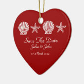 De aankondiging van het datumstrand van de bruilof keramisch ornament (Links)