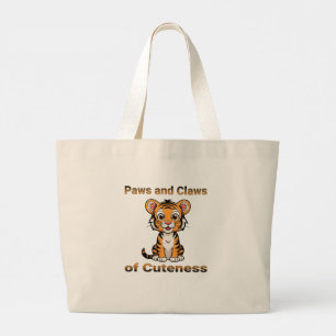 De aantrekkingskracht van het Schattigee Tijger sh Grote Tote Bag