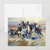 “De aanval” door Charles M Russell Briefkaart (Voorkant / Achterkant)