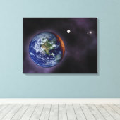 De aarde aan de buitenranden canvas afdruk (Insitu (Houten vloer))