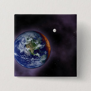 De aarde aan de buitenranden vierkante button 5,1 cm