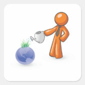 De aarde bewateren vierkante sticker (Voorkant)