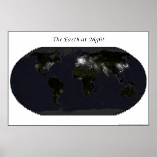 De Aarde bij nacht Poster