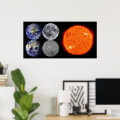 De aarde en de maan van de ruimte en de zon poster (Thuiskantoor)