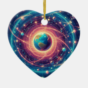 De aarde en haar aura op een Valentijnsdag boom Keramisch Ornament
