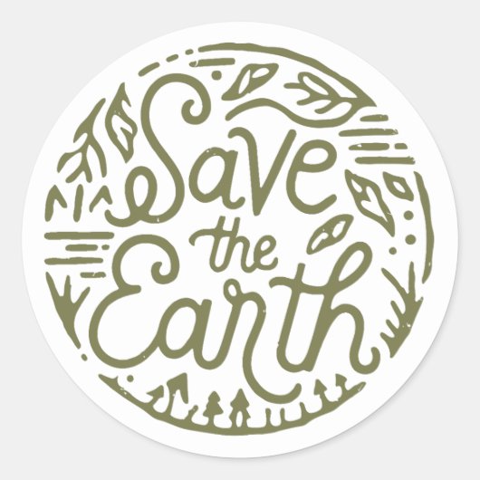 De aarde redden ronde sticker (Voorkant)