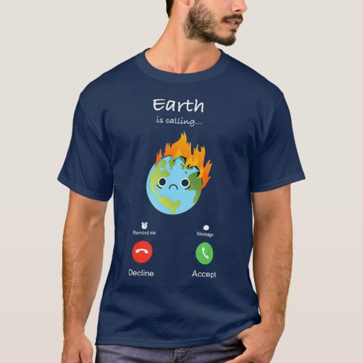 De aarde roept de anti-klimaatverandering planeet t-shirt (Voorkant)