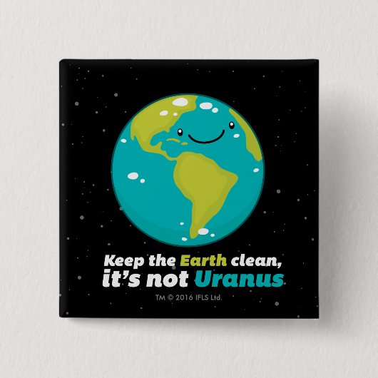 De aarde schoon houden vierkante button 5,1 cm (Voorkant)