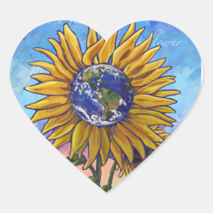 De Aarde van de zonnebloem Hart Sticker