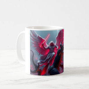 De aartsengel Michaël doodt de koffiebeker van Sat Koffiemok
