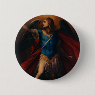 De aartsengel Michaël door Cavaliere d'Arpino Ronde Button 5,7 Cm