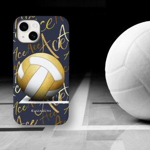 de aas van het meisje is goudvolleybal met een tek Case-Mate iPhone 14 hoesje