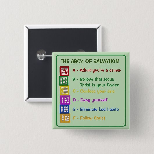 De ABC's van het heil Vierkante Button 5,1 Cm (Voorkant /achterkant)