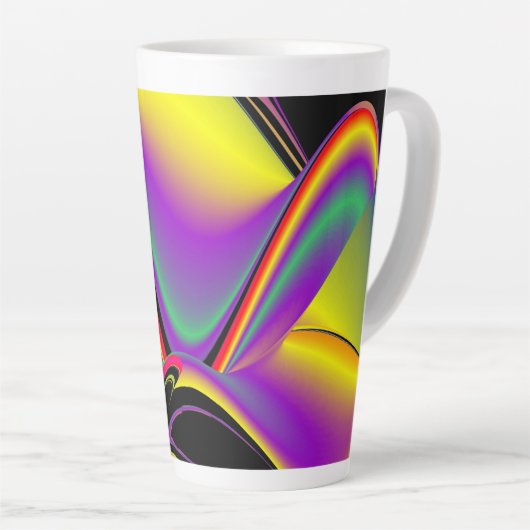 De Abstracte 3D Rainbowart Latte Mok (Rechterhoek)