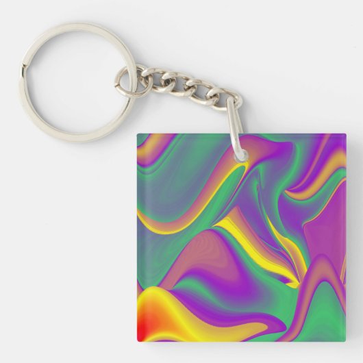 De Abstracte 3D Rainbowart Sleutelhanger (Voorkant)