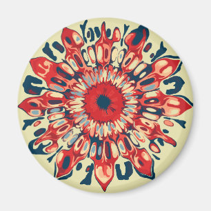 De abstracte BLOEM van de ZON - rood blauw + uw Magneet