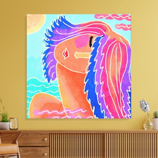 De Abstracte digitale verf op zonneschijn Canvas Afdruk (Insitu (Woonkamer))