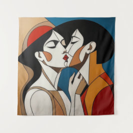 De Abstracte kus Wandkleed