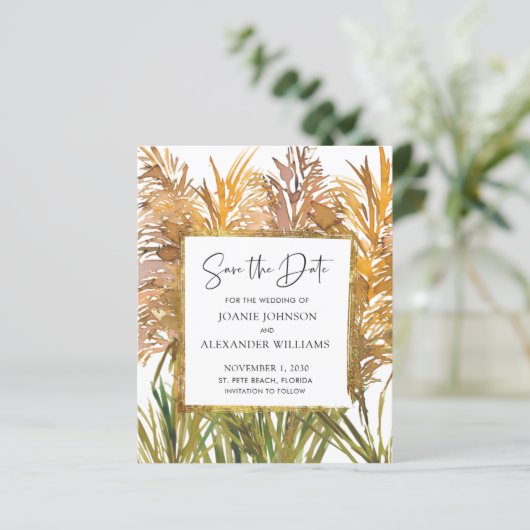 De Abstracte Pampas Grass Wedding sparen de Datum (Staand voorkant)