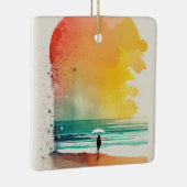 De Abstracte strand-kunst van Waves binnenlopen Keramisch Ornament (Rechts)