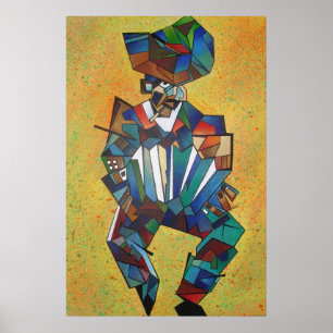 De accordionistische Cubistische kunst Poster