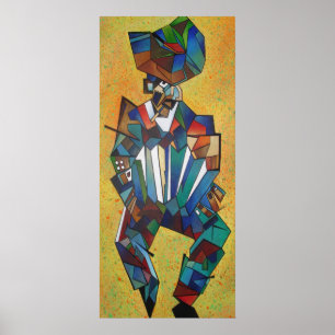 De accordionistische Cubistische kunst Poster
