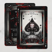 De Ace of Spades Skull Party Invitation Kaart (Voorkant / Achterkant)