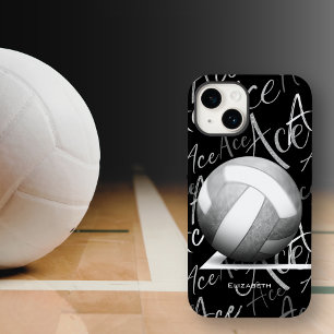 de ace van het meisje is een grijs volleybal met e Case-Mate iPhone 14 hoesje
