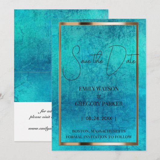 De  achtergrond van het Patina van de boomstam spa Save The Date (Voorkant / Achterkant)