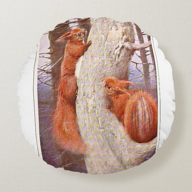 "De achtervolging" Rond Kussen (Voorkant)