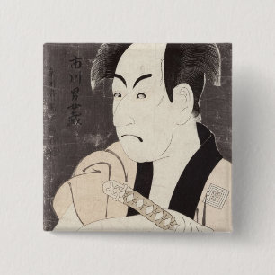 De acteur Ichikawa Omezu als dienaar Vierkante Button 5,1 Cm