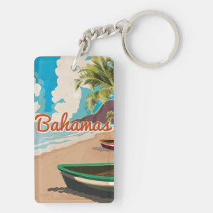 De affiche van de Reis van de Bahamas vintage Sleutelhanger