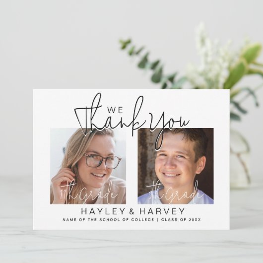 De afgestudeerden | 2 partij met dubbele geleiding bedankkaart (Staand voorkant)