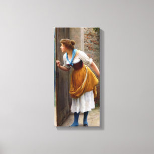 De afluisteraar (door Eugene de Blaas) Canvas Afdruk