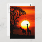 De Afrikaanse Silhouetten van de Giraffe van de Briefkaart (Voorkant / Achterkant)