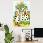 De afspeelkaarten die de Rozen in volledige kleur  Poster (Thuiskantoor)