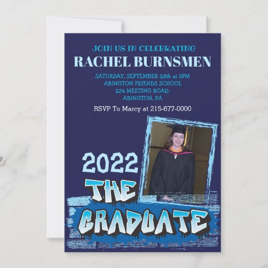 DE AFSTUDEREN AFGIFTE INVITE Graffiti Kaart (Voorkant)