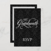 De Afstuderen, elegante zwarte RSVP Kaartje (Voorkant / Achterkant)