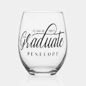 De Afstuderen moderne scriptklasse van 2024 Afstud Wijnglas Zonder Voet (Voorkant)