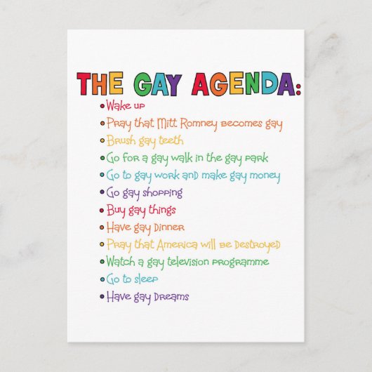De agenda van de Gay Briefkaart (Voorkant)