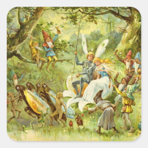 De airy Prince en Thumbelina Vierkante Sticker