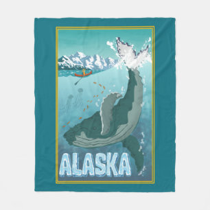 De  Alaskan Travel Whale Blanket Fleece Deken