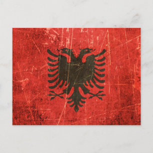De Albanese vlag van Scratched and Worn Briefkaart