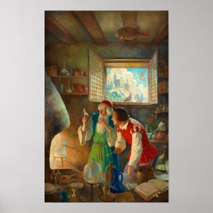 De alchemist door Newell Convers Wyeth Poster